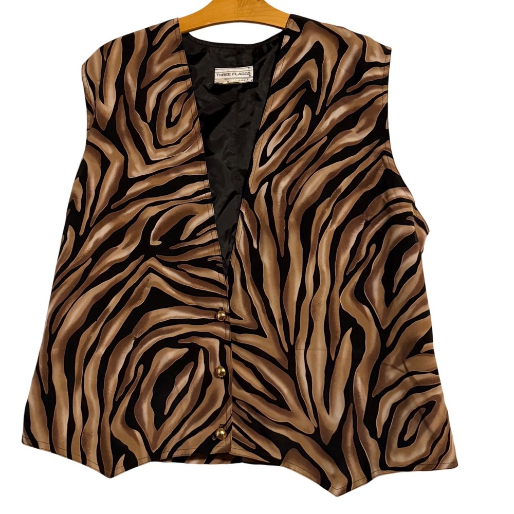 Vintage Ladies Animal Print Sleeveless Vest Blazer Button Front READ for Size - Picture 2 of 6